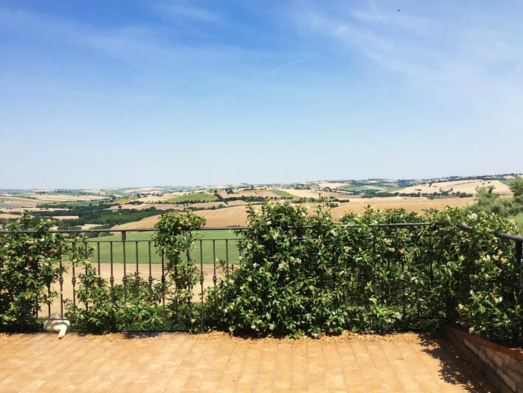 Veduta delle colline marchigiane da Villa Claire ad Appignano